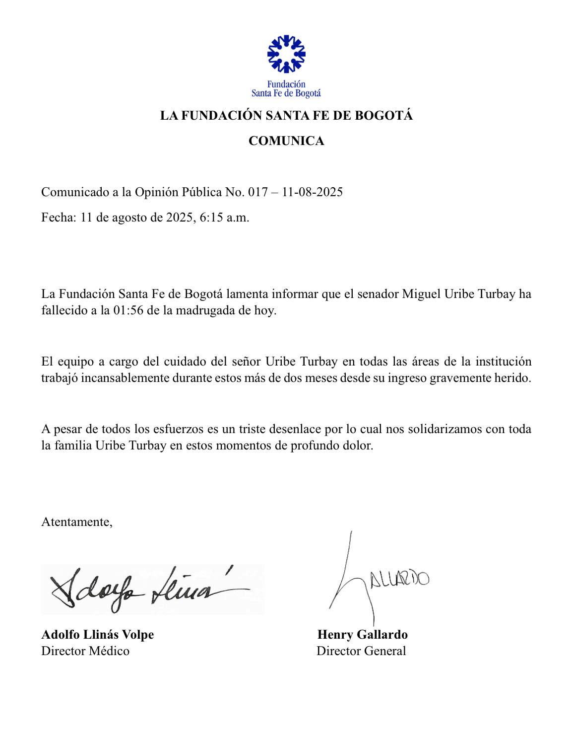 Murió el senador Miguel Uribe Turbay 4
