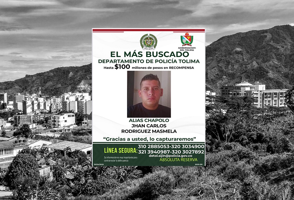 Ofrecen hasta $100 millones por información que permita la captura de “Chapolo”, el más buscado en el Tolima 3
