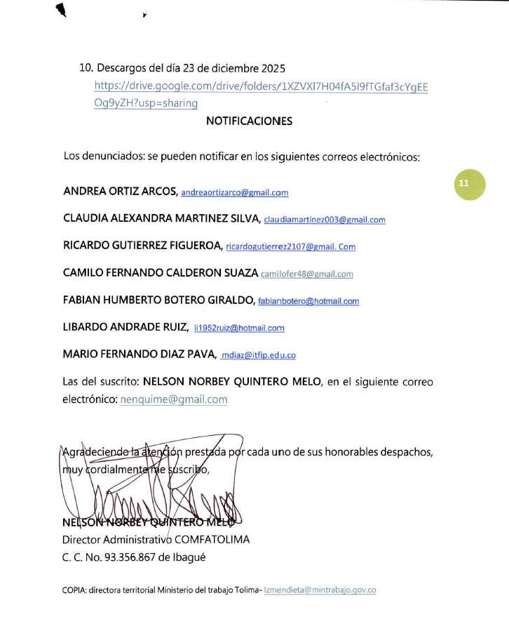Salida del director de Comfatolima desata debate jurídico y político por denuncia de acoso laboral 4