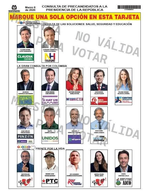 Definida la posición de consultas y precandidatos presidenciales en la tarjeta electoral 1