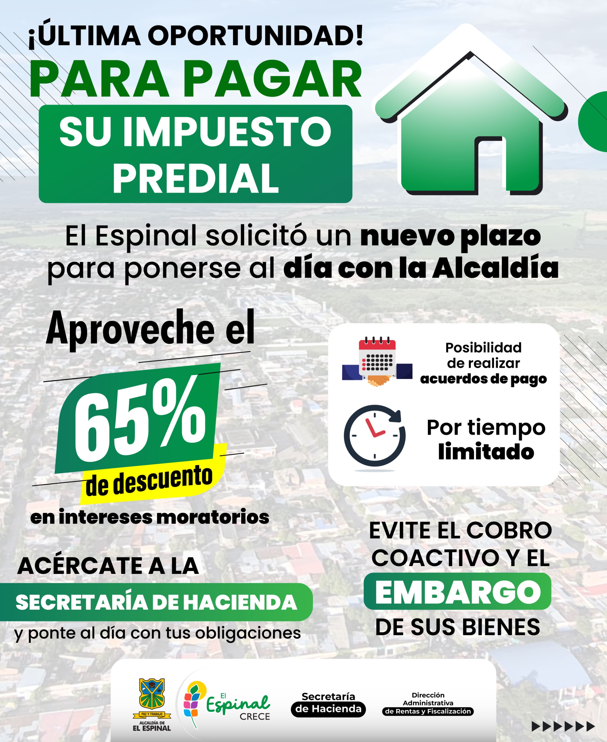 ¡Evite embargos! El Espinal ofrece 65 % de descuento en intereses del impuestos para contribuyentes morosos 4