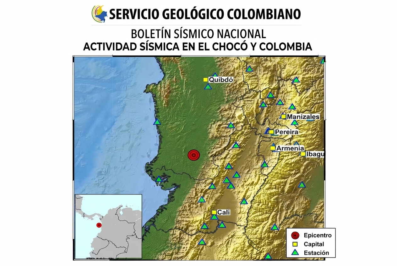 Nueva madrugada sísmica en Colombia: 14 movimientos fueron registrados, la mayoría en Chocó 1
