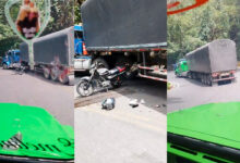 Fuerte accidente entre tractocamión y motocicleta en la vía Cajamarca–Ibagué: una persona resultó herida 11