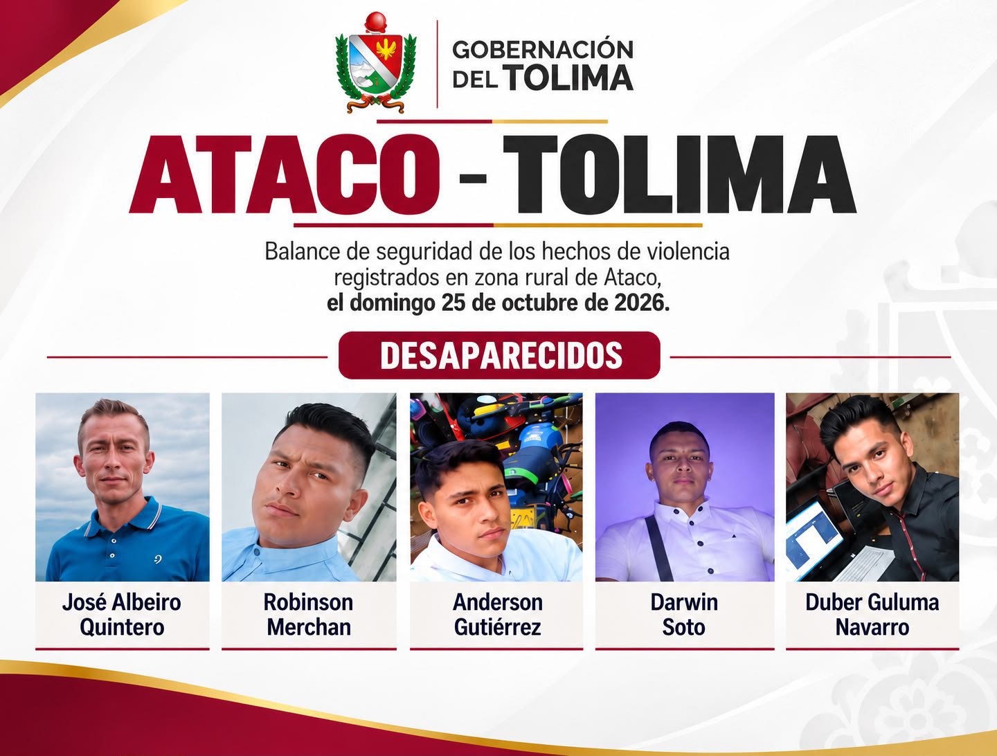 Gobernadora del Tolima responsabiliza a las disidencias por la vida de 5 desaparecidos en Ataco 1